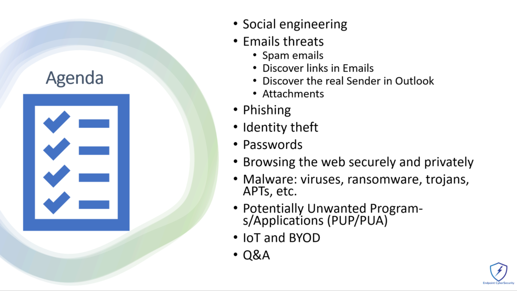 Agenda Cybersecurity Awareness Training